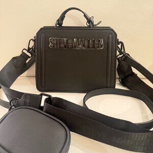 NWT STEVE MADDEN BEVELYN MINI SATCHEL CROSSBODY BAG W AIRPOD CASE BLACK